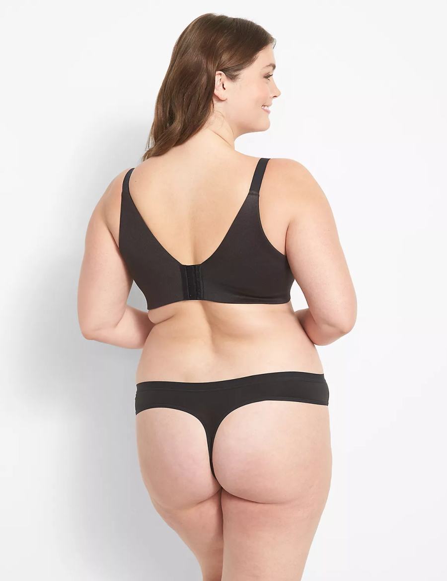 Women Lane Bryant Invisible Backsmoother Boost Plunge Bralettes Black | DPH5510WB