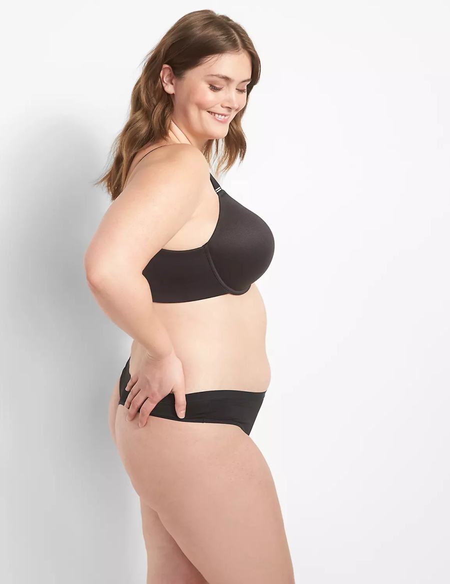Women Lane Bryant Invisible Backsmoother Boost Plunge Bralettes Black | DPH5510WB