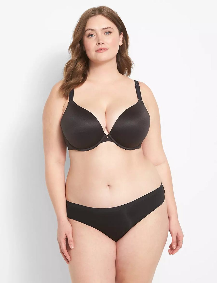 Women Lane Bryant Invisible Backsmoother Boost Plunge Bralettes Black | DPH5510WB