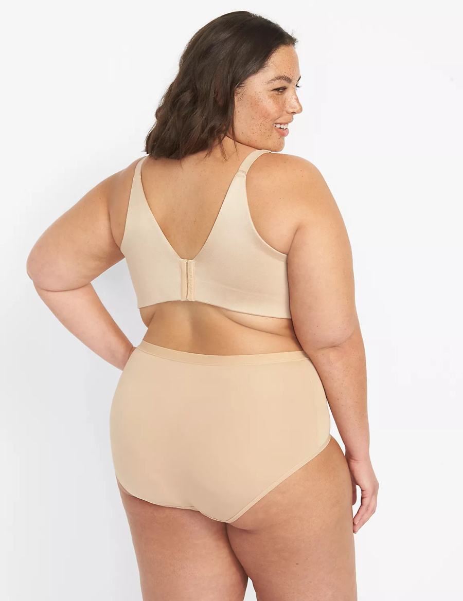 Women Lane Bryant Invisible Backsmoother Lightly Lined No-Wire Bralettes Beige | EPU97100FR