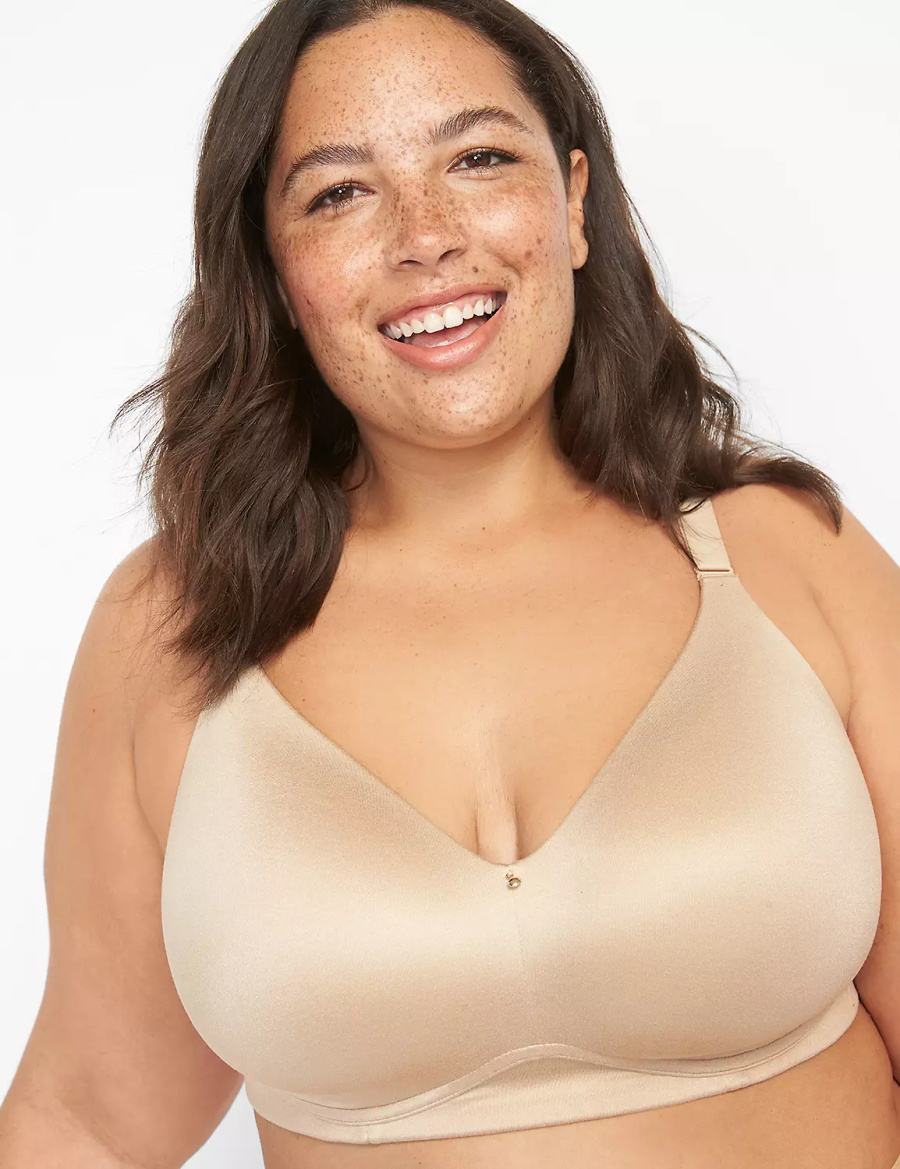 Women Lane Bryant Invisible Backsmoother Lightly Lined No-Wire Bralettes Beige | EPU97100FR