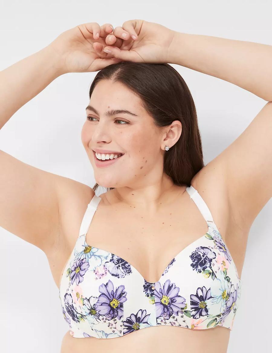 Women Lane Bryant Invisible Backsmoother Lightly Lined Balconette Bra White | WMP9483NU