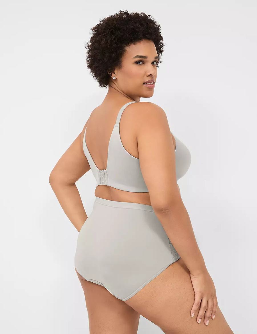Women Lane Bryant Invisible Backsmoother Lightly Lined Balconette Bra Silver | VUG2717FT