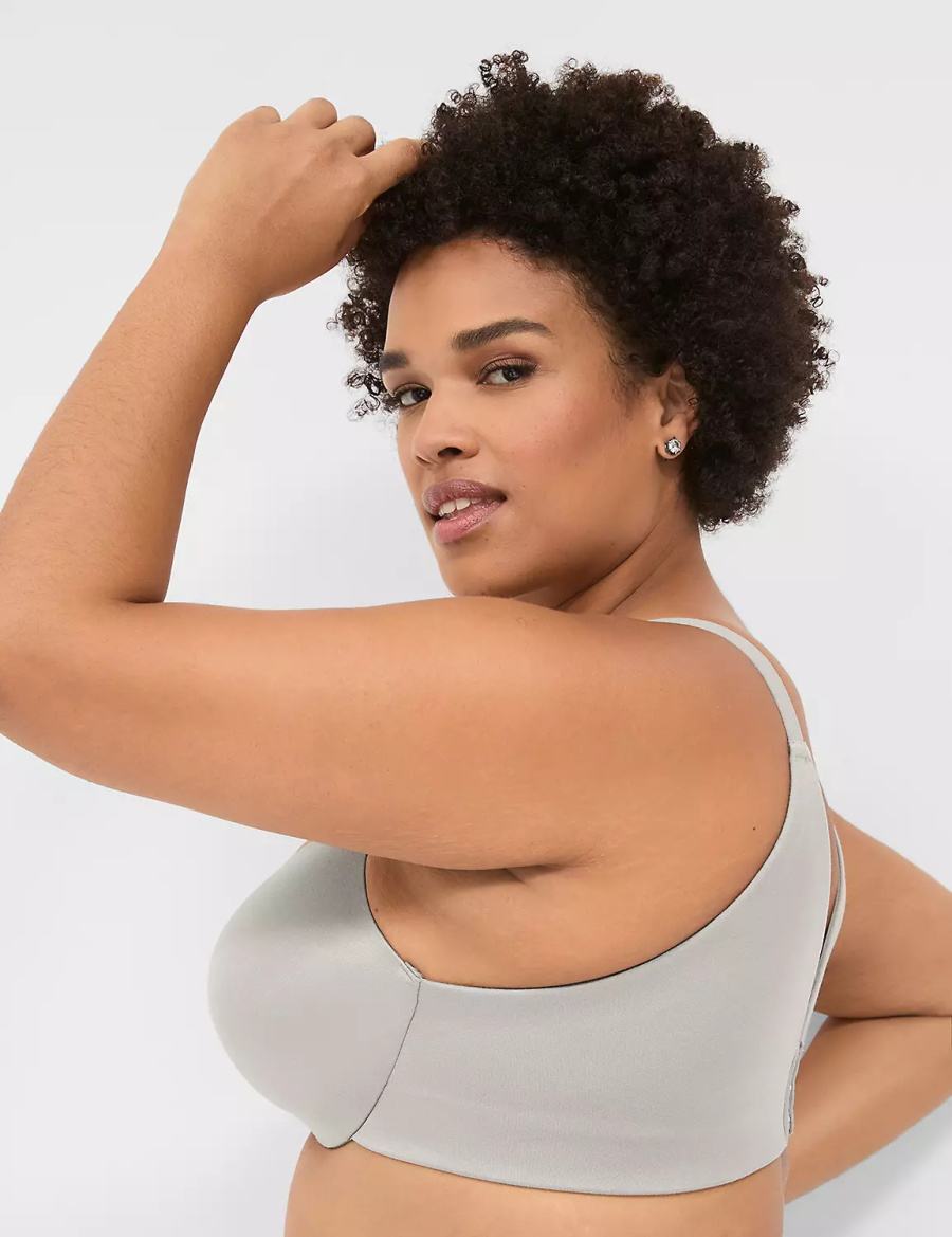 Women Lane Bryant Invisible Backsmoother Lightly Lined Balconette Bra Silver | VUG2717FT