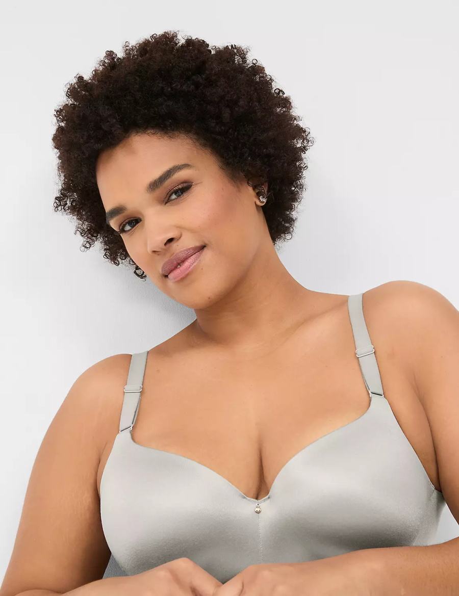 Women Lane Bryant Invisible Backsmoother Lightly Lined Balconette Bra Silver | VUG2717FT
