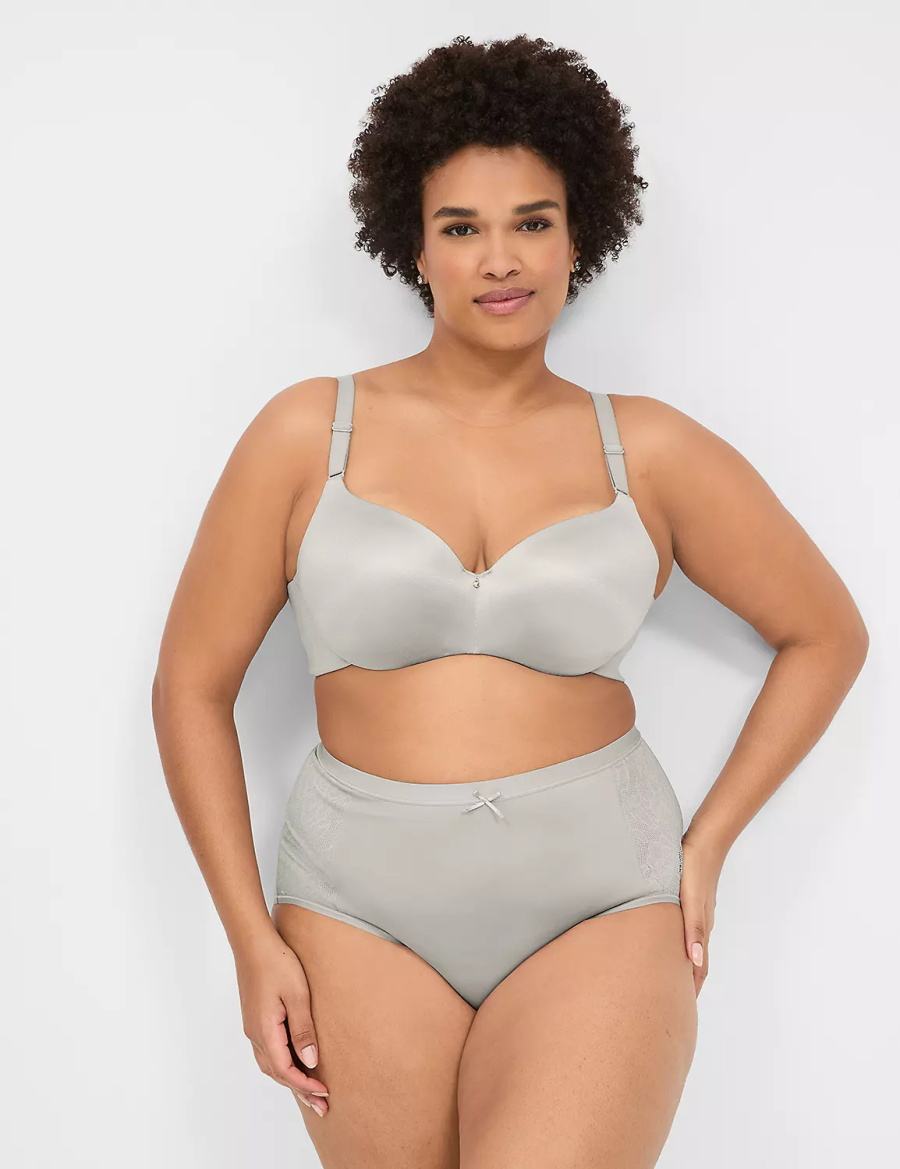 Women Lane Bryant Invisible Backsmoother Lightly Lined Balconette Bra Silver | VUG2717FT