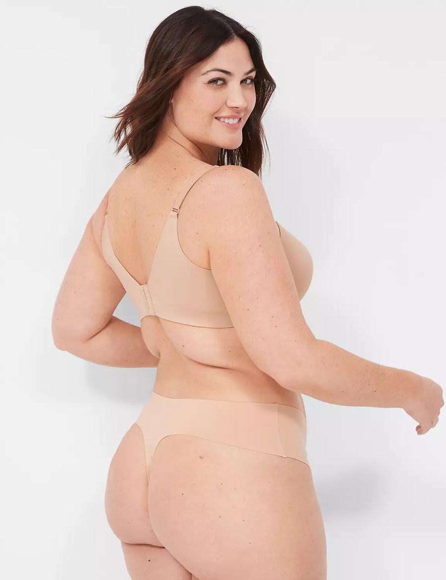 Women Lane Bryant Invisible Edge Thong Panty Beige | AEG961YO