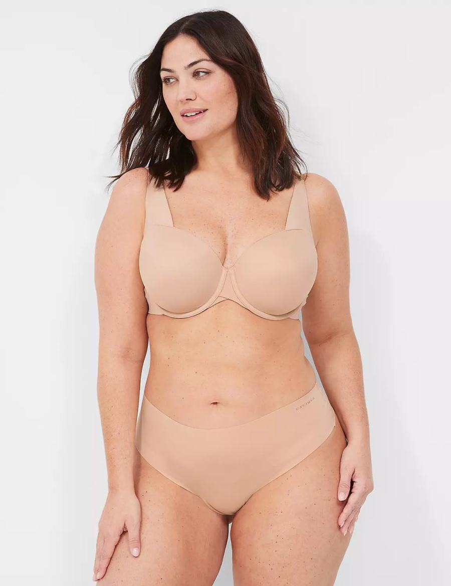 Women Lane Bryant Invisible Edge Thong Panty Beige | AEG961YO