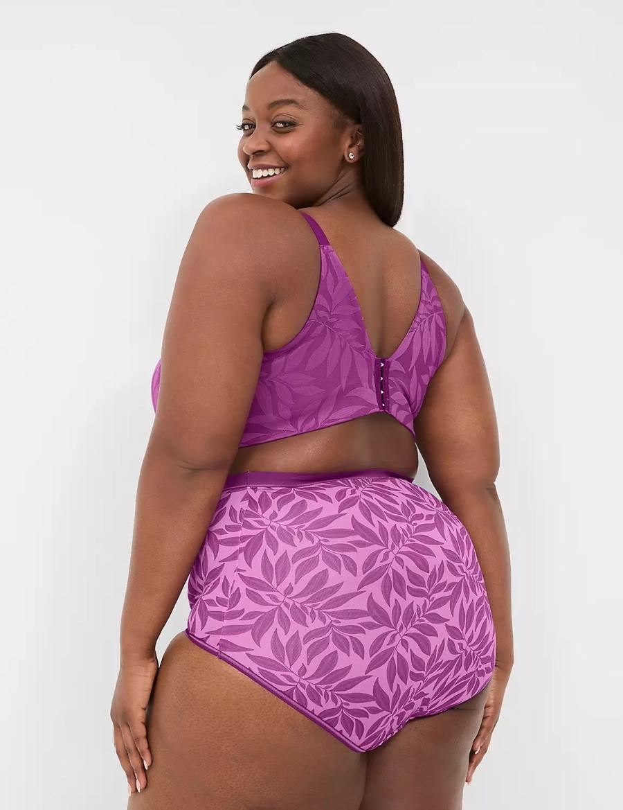 Women Lane Bryant Invisible Lace Backsmoother Full Coverage No-Wire Bralettes Purple | SQW4012IR