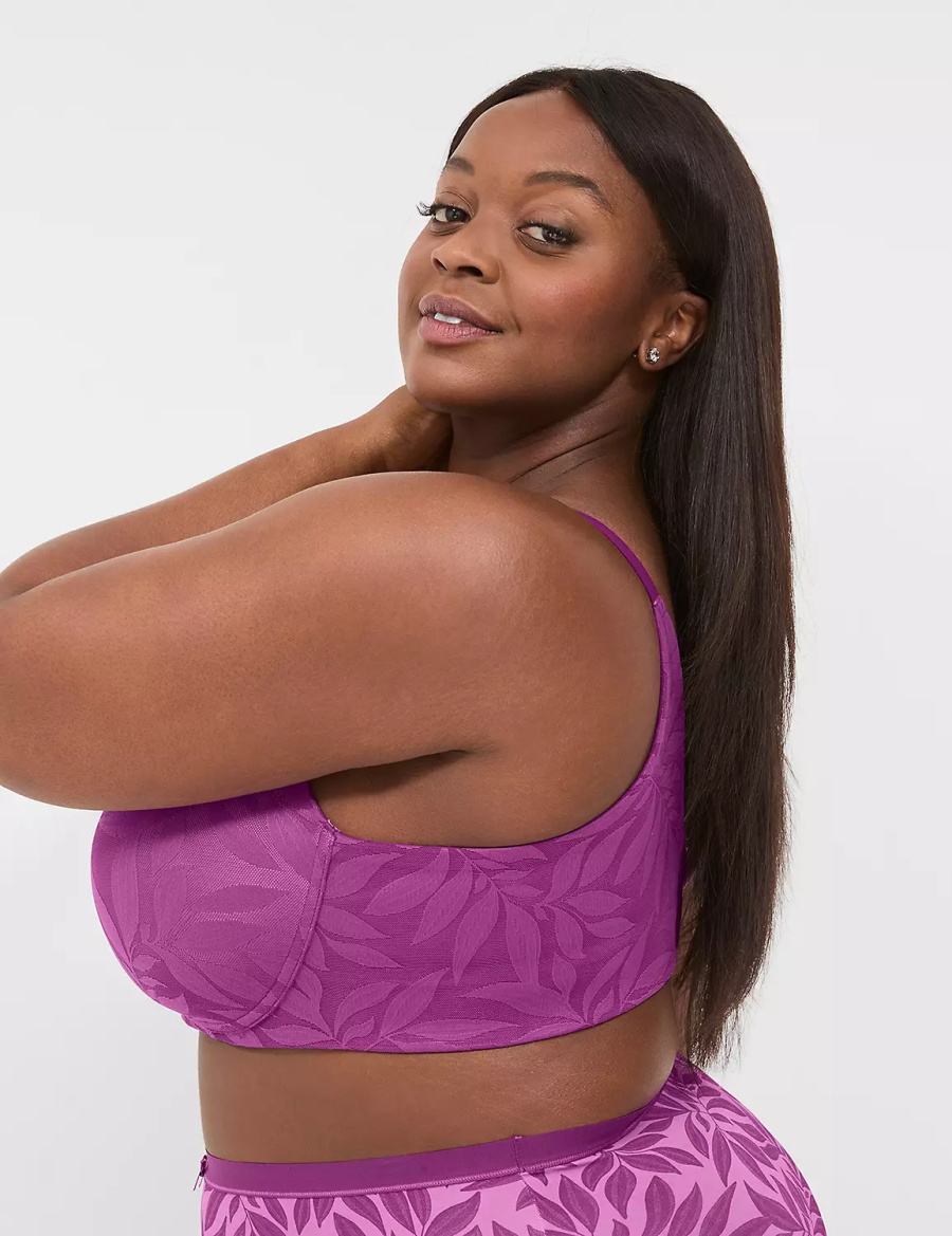 Women Lane Bryant Invisible Lace Backsmoother Full Coverage No-Wire Bralettes Purple | SQW4012IR