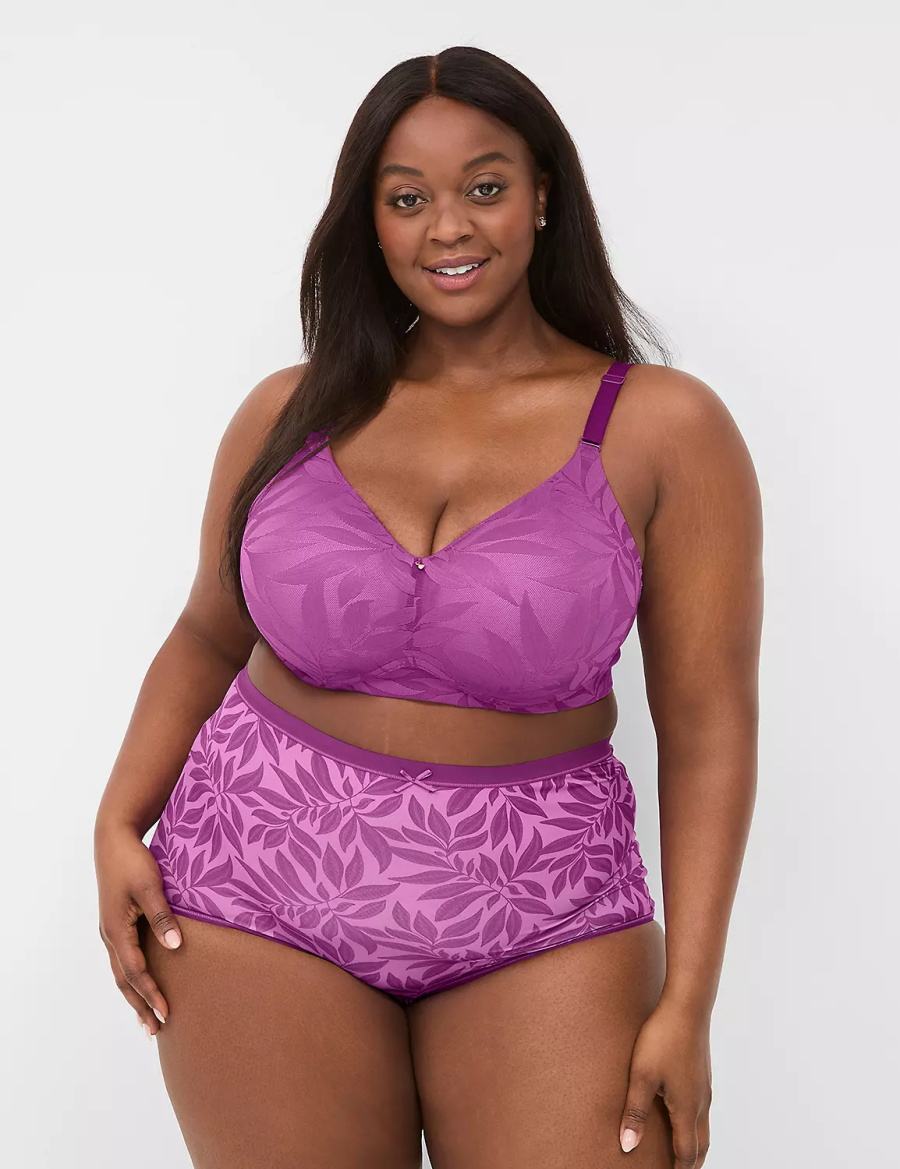 Women Lane Bryant Invisible Lace Backsmoother Full Coverage No-Wire Bralettes Purple | SQW4012IR
