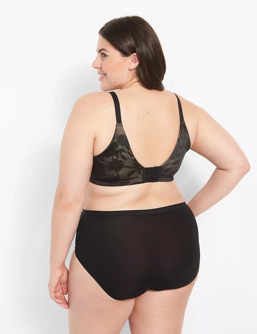 Women Lane Bryant Invisible Lace Backsmoother Lightly Lined Full Coverage Bralettes Black | EBH1128JP