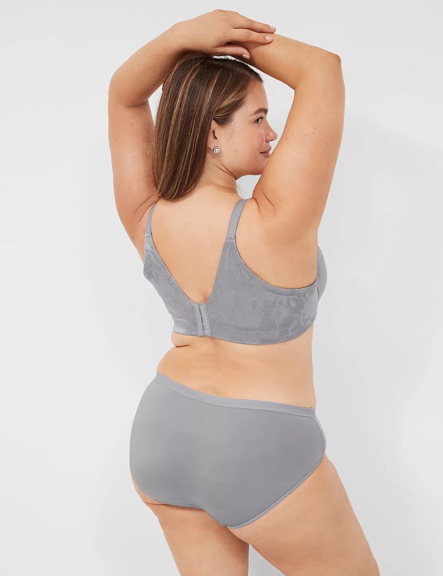 Women Lane Bryant Invisible Lace Backsmoother Lightly Lined Balconette Bra Grey | YAF5110SR