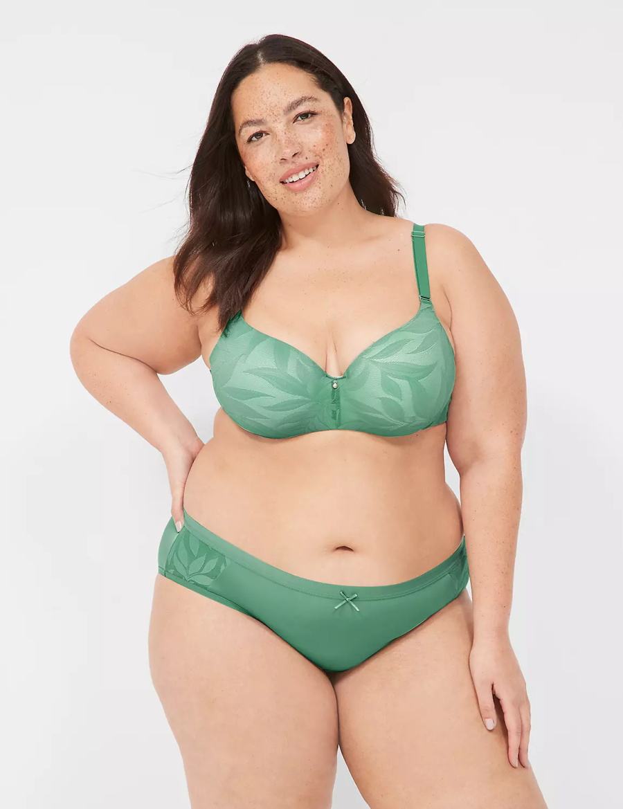 Women Lane Bryant Invisible Lace Backsmoother Balconette Bra Deep Green | RXV9194KJ