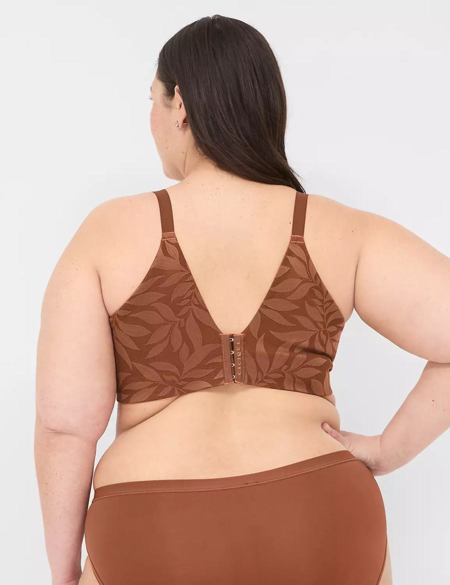 Women Lane Bryant Invisible Lace Backsmoother Lightly Lined Balconette Bra Chocolate | QKW947MP