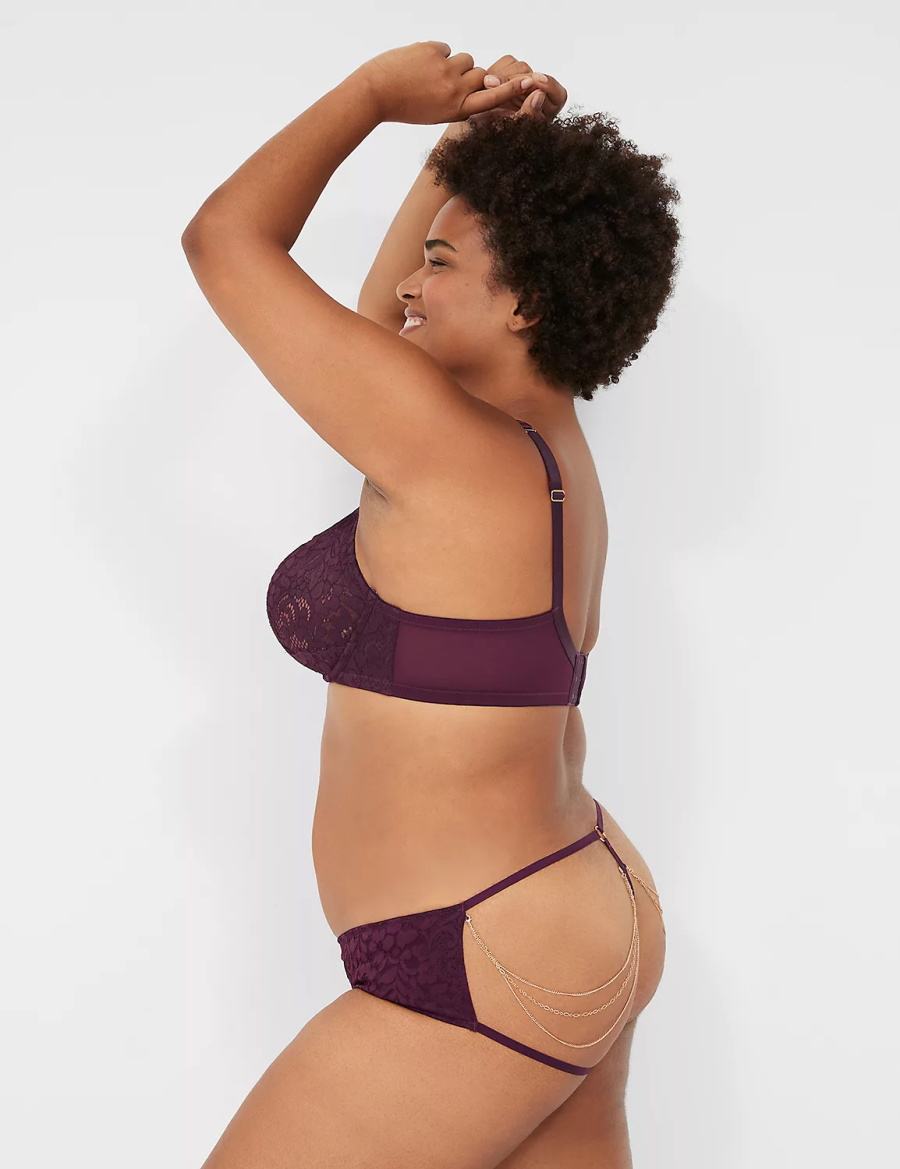 Women Lane Bryant Jewelry Demi Unlined Bra Burgundy | ALO2227JL