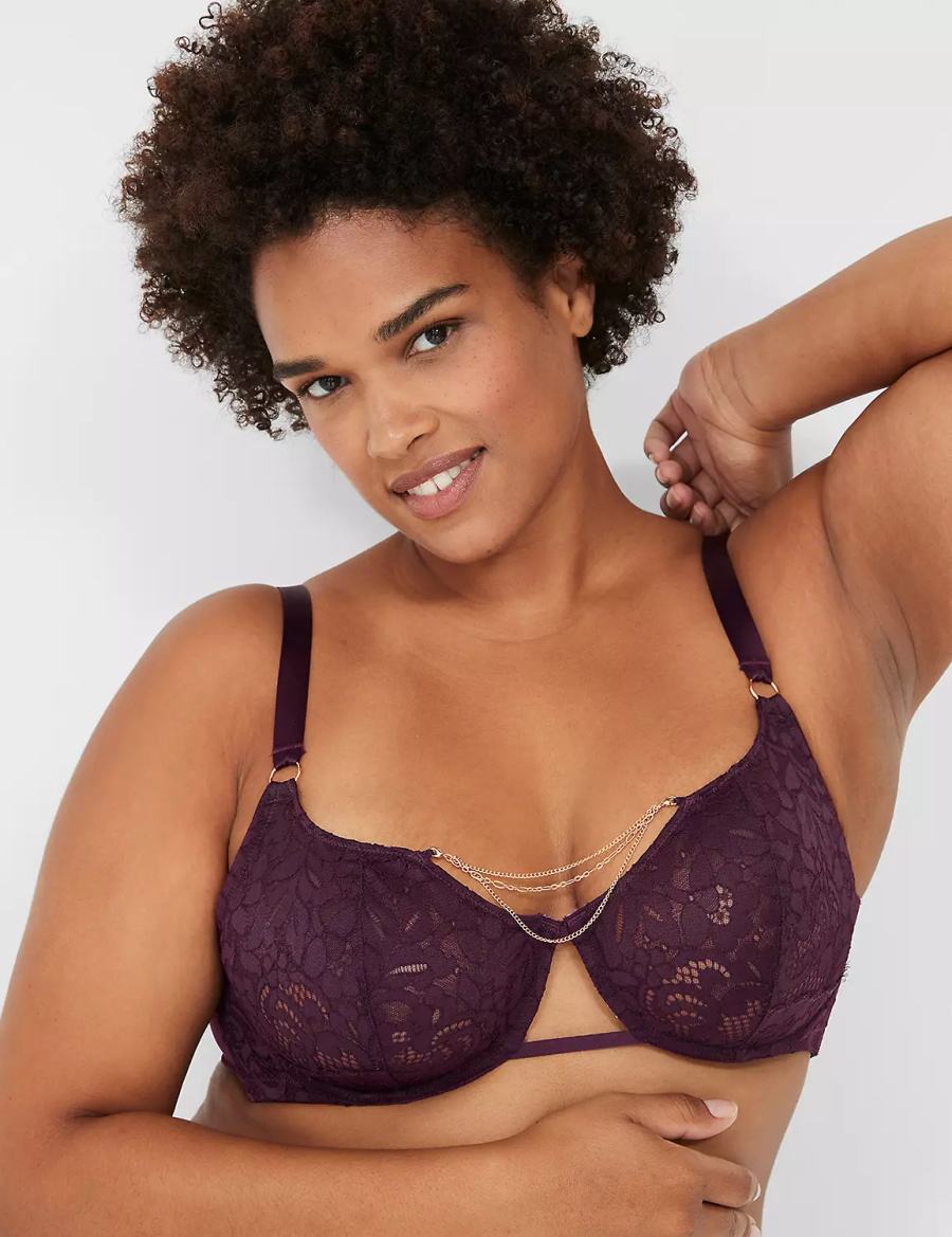 Women Lane Bryant Jewelry Demi Unlined Bra Burgundy | ALO2227JL