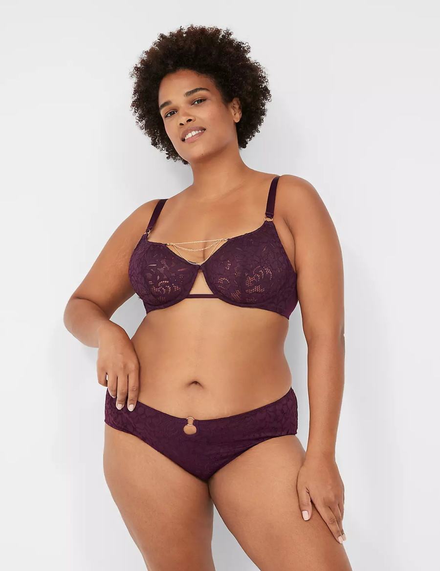 Women Lane Bryant Jewelry Demi Unlined Bra Burgundy | ALO2227JL