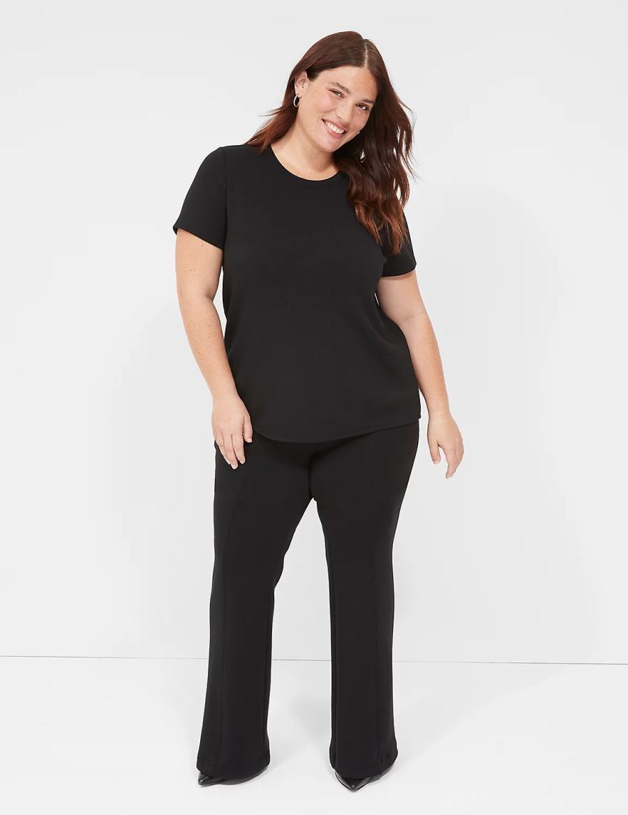 Women Lane Bryant Journey Knit Flare Pants Black | VHF7374PL
