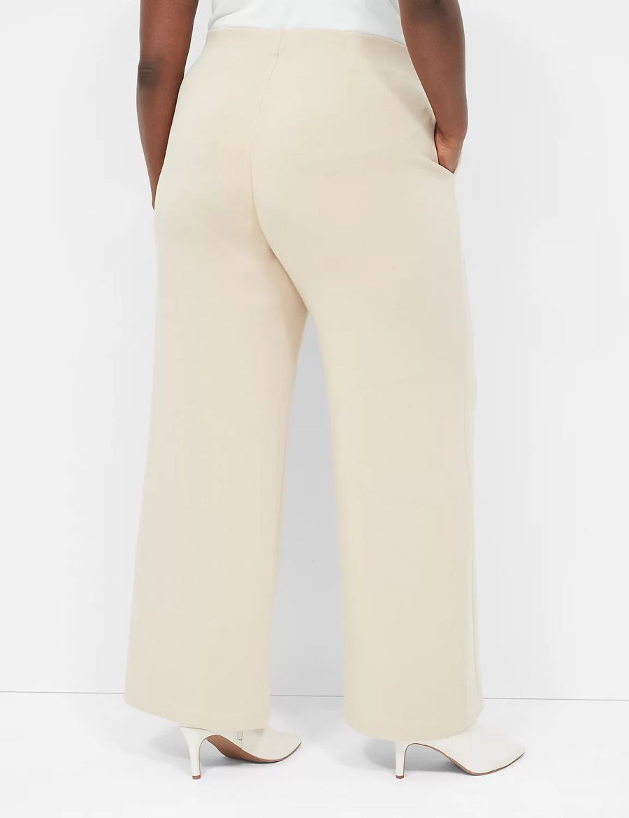 Women Lane Bryant Journey Knit High-Rise Wide Leg Pants Khaki | AFM4939QV
