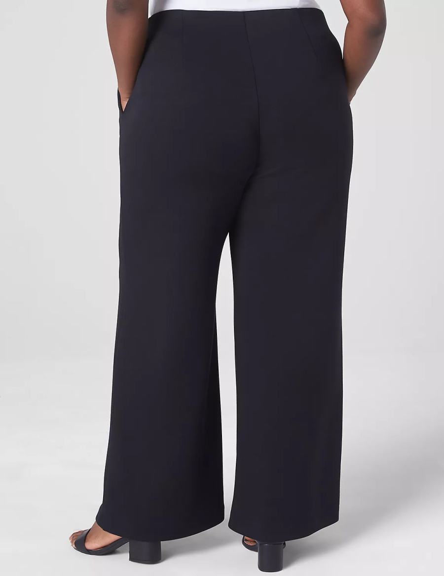 Women Lane Bryant Journey Knit High-Rise Wide Leg Pants Black | QGE8441GT