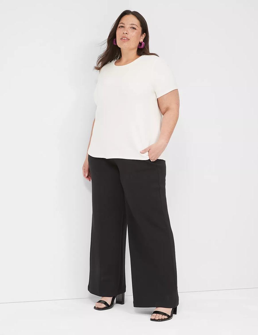 Women Lane Bryant Journey Knit High-Rise Wide Leg Pants Black | QGE8441GT