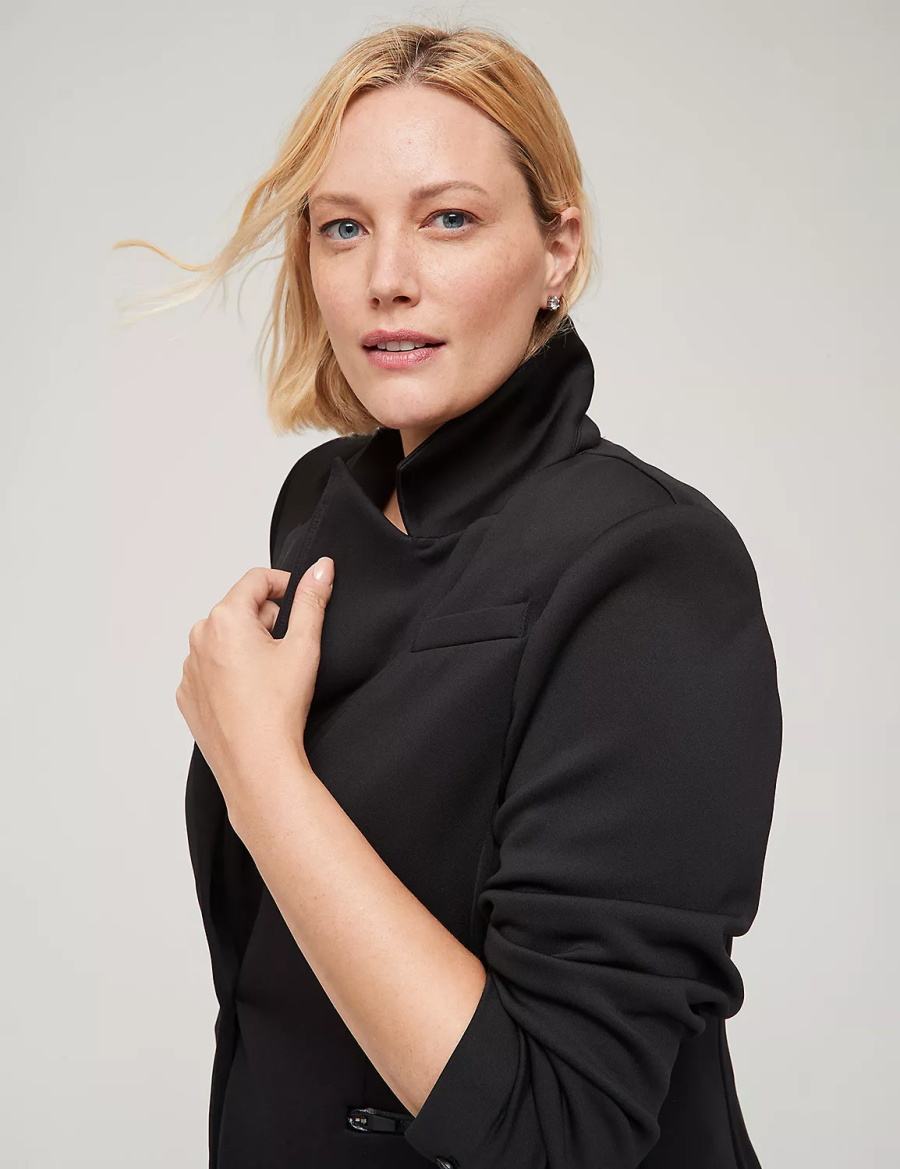 Women Lane Bryant Journey Knit With Zipper Pocket Jackets Black | LCF3726RH