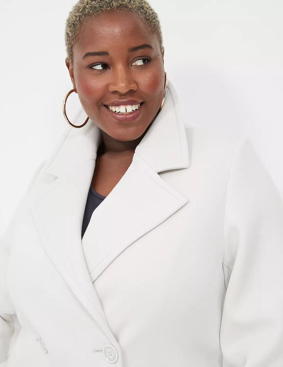 Women Lane Bryant Journey Oversized Double-Breasted Scuba Jackets Light Grey | QKX2577GH