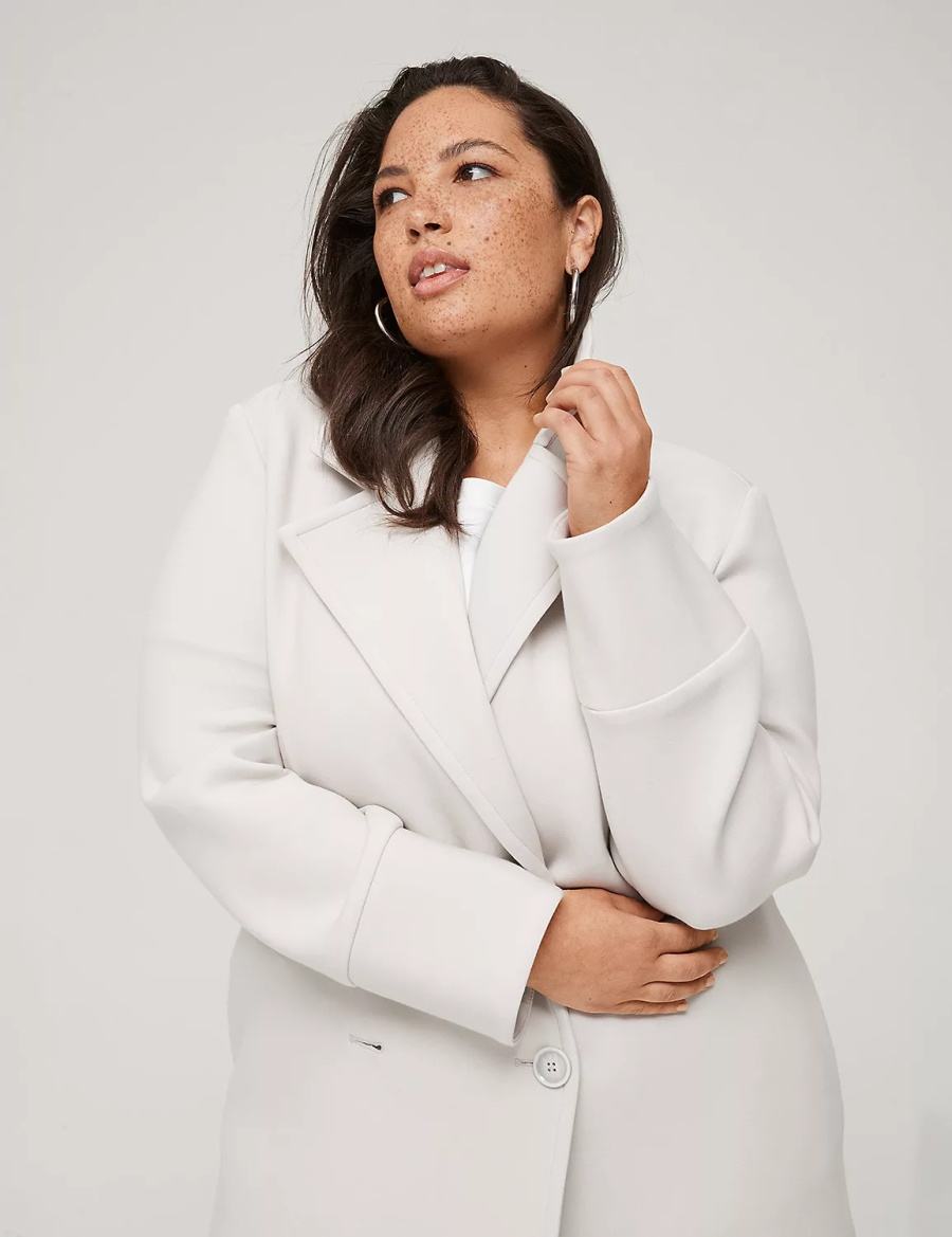 Women Lane Bryant Journey Oversized Double-Breasted Scuba Jackets Light Grey | QKX2577GH