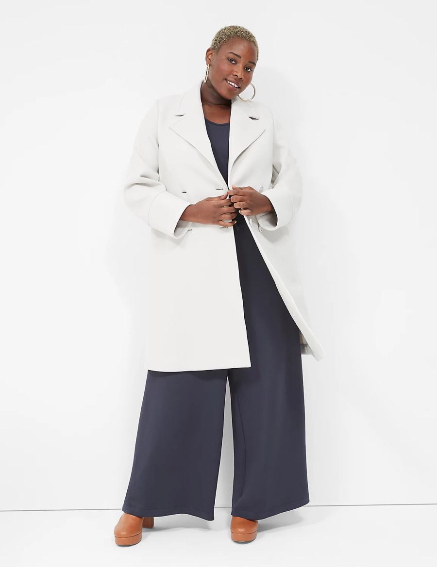 Women Lane Bryant Journey Oversized Double-Breasted Scuba Jackets Light Grey | QKX2577GH