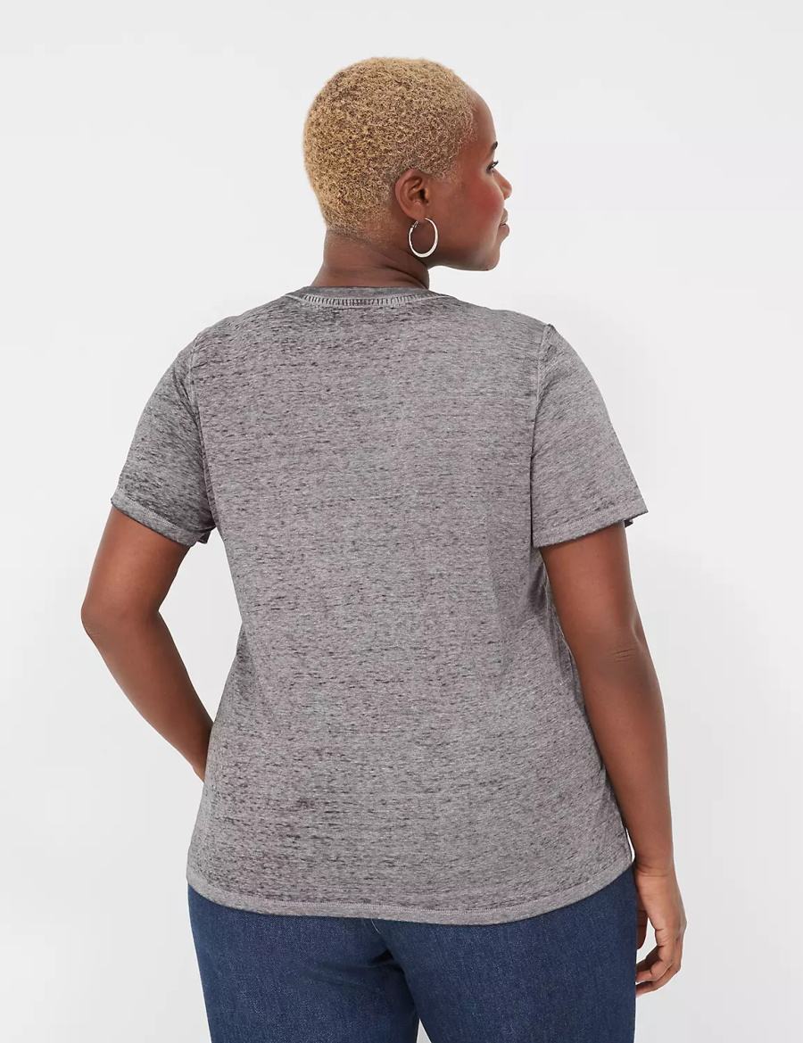 Women Lane Bryant Kindness Always Matters Burnout Graphic Tee T Shirts Dark Grey | ERE5568EI