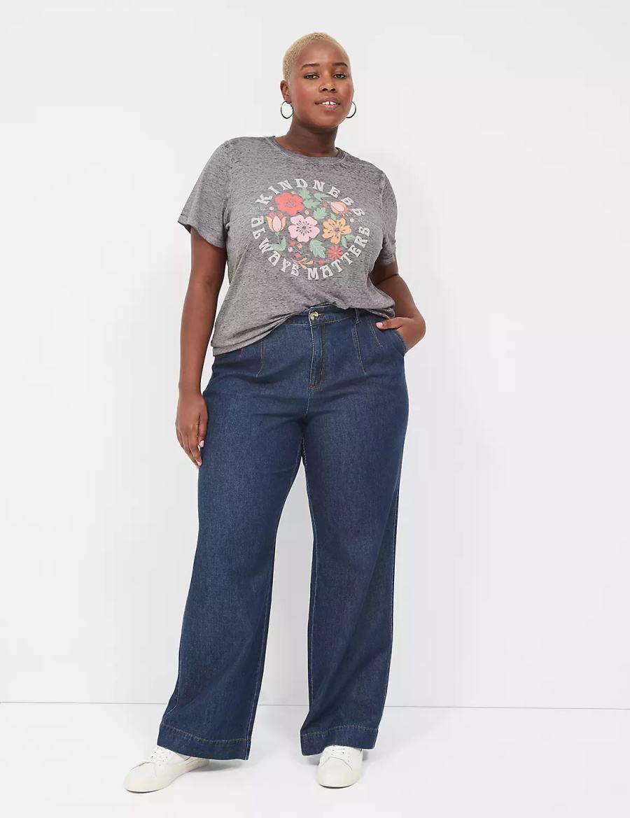 Women Lane Bryant Kindness Always Matters Burnout Graphic Tee T Shirts Dark Grey | ERE5568EI