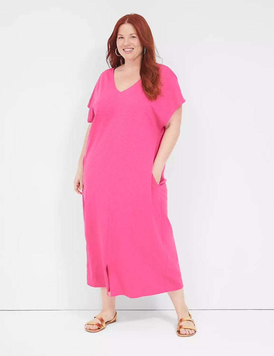 Women Lane Bryant Knit Dolman Maxi Cover Ups Purple | OPH1243WB