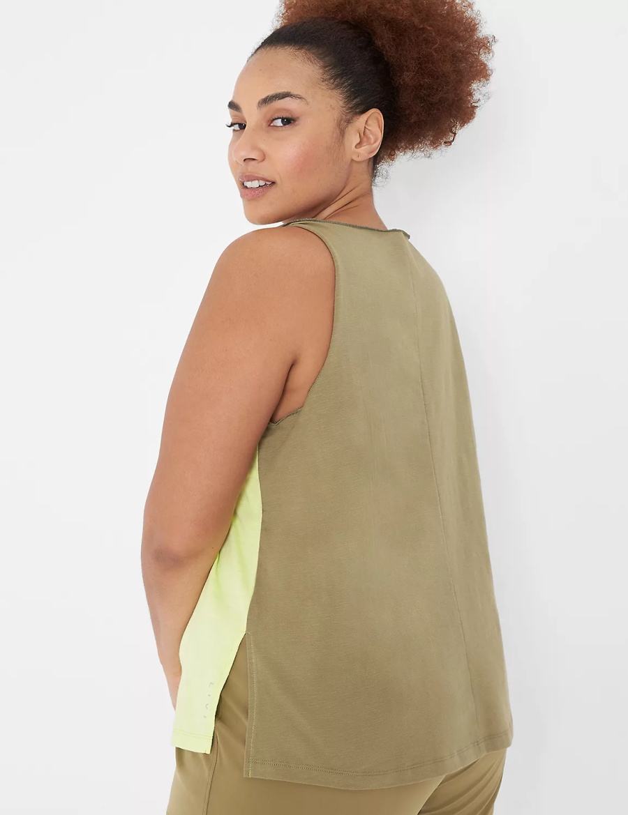 Women Lane Bryant LIVI Boatneck Twist-Shoulder Tank Top Light Green | VEI9221TT