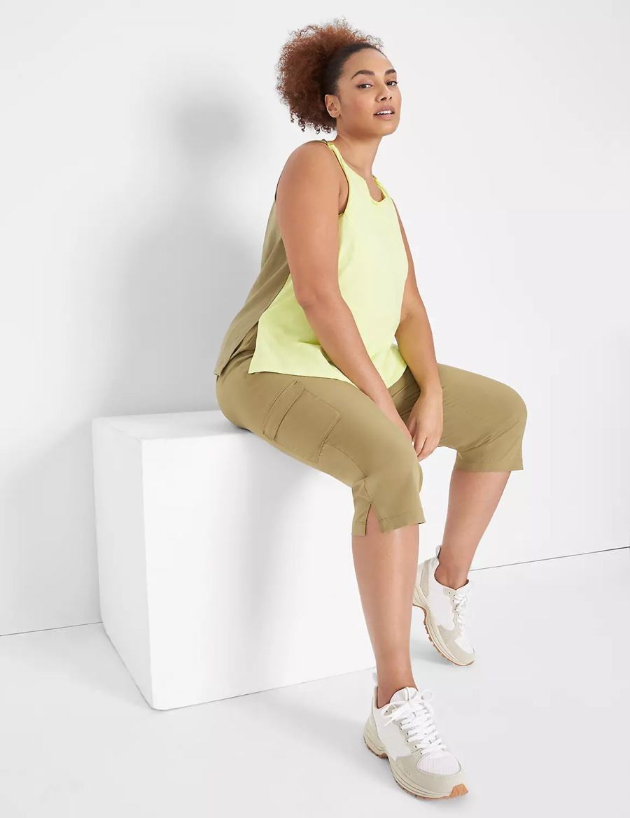 Women Lane Bryant LIVI Boatneck Twist-Shoulder Tank Top Light Green | VEI9221TT