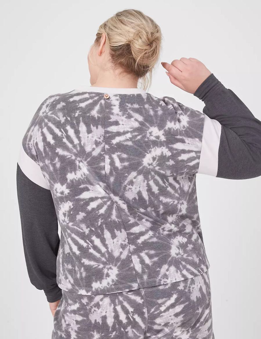 Women Lane Bryant LIVI CozySoft Long-Sleeve Crew-Neck Sweatshirts Grey Multicolor | EMN4622NJ