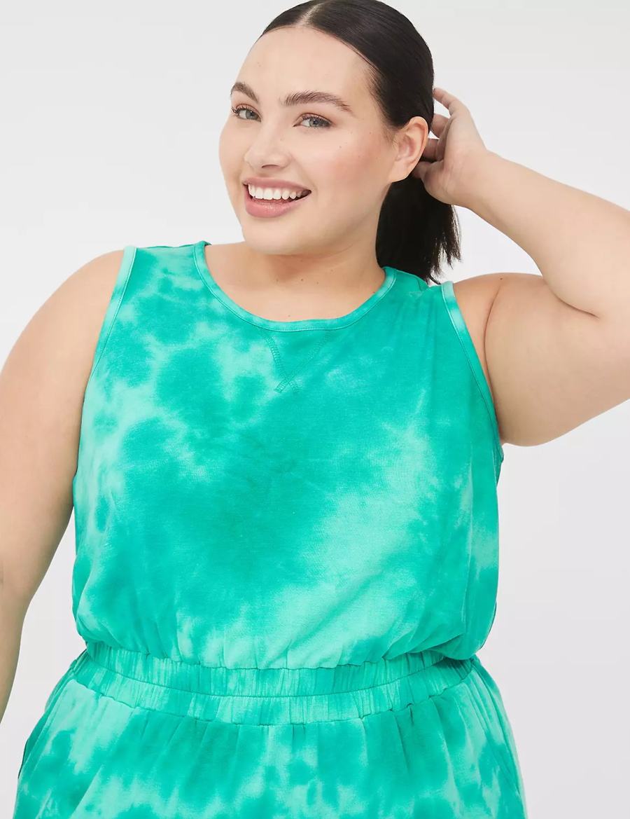 Women Lane Bryant LIVI Crew-Neck French Terry Casual Dress Green | VHA2076LC