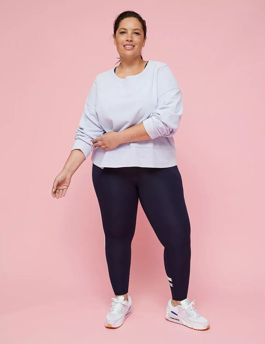 Women Lane Bryant LIVI Crew-Neck French Terry Washed Sweatshirts Purple | HRH4835XG