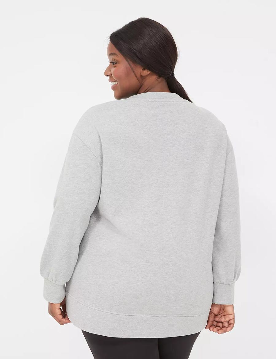 Women Lane Bryant LIVI Crew-Neck French Terry Sweatshirts Grey | BWO3221TQ