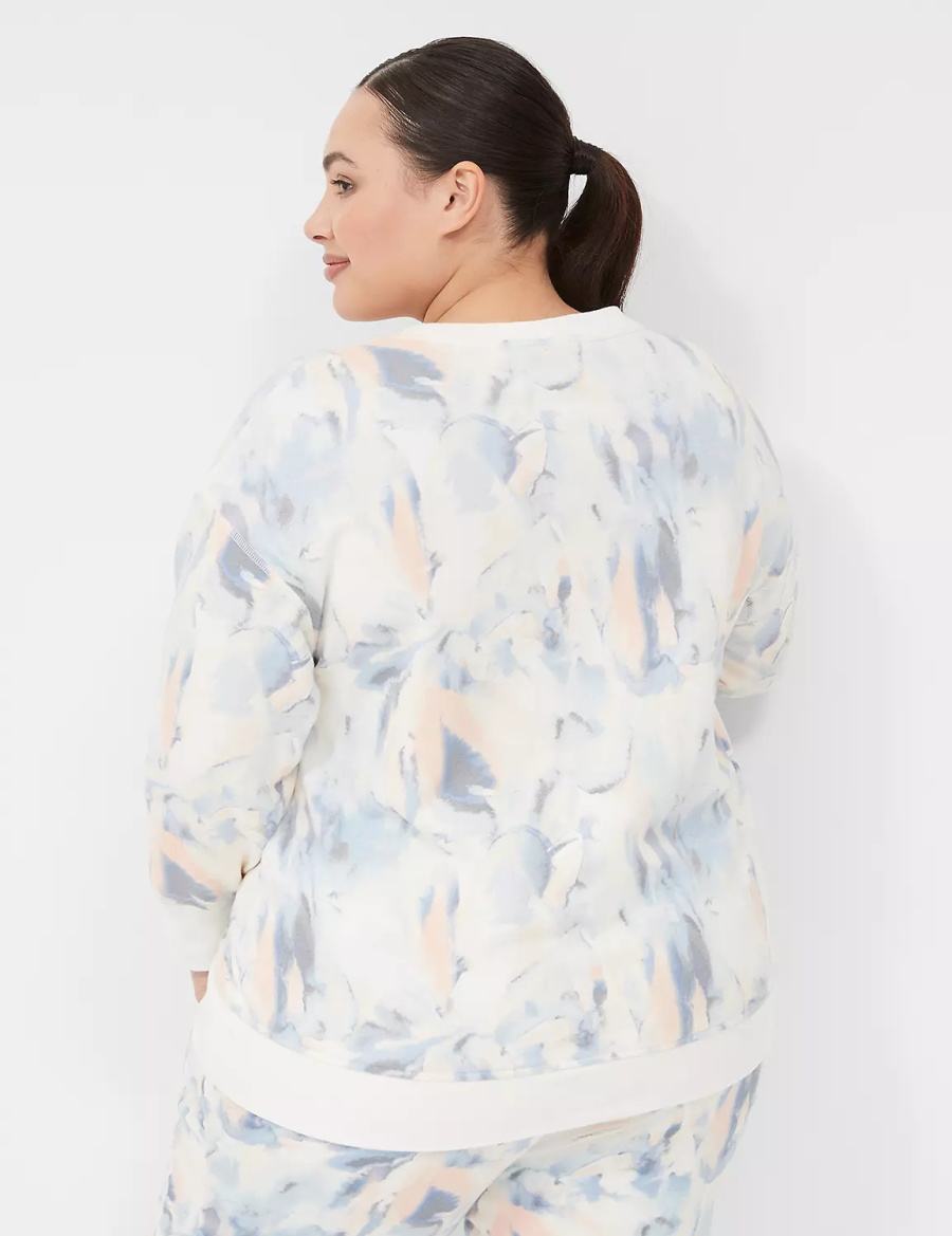 Women Lane Bryant LIVI Crew-Neck French Terry Sweatshirts Blue | QQP1982WJ