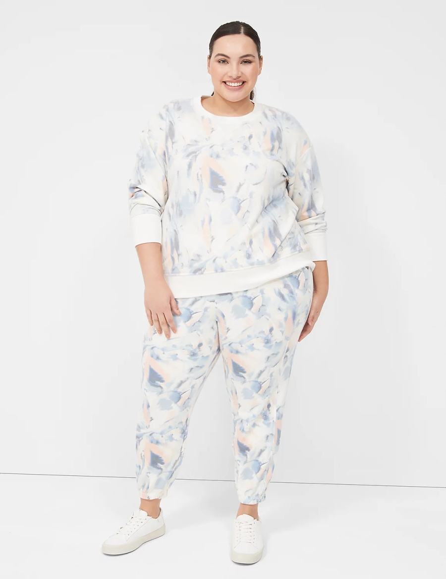 Women Lane Bryant LIVI Crew-Neck French Terry Sweatshirts Blue | QQP1982WJ