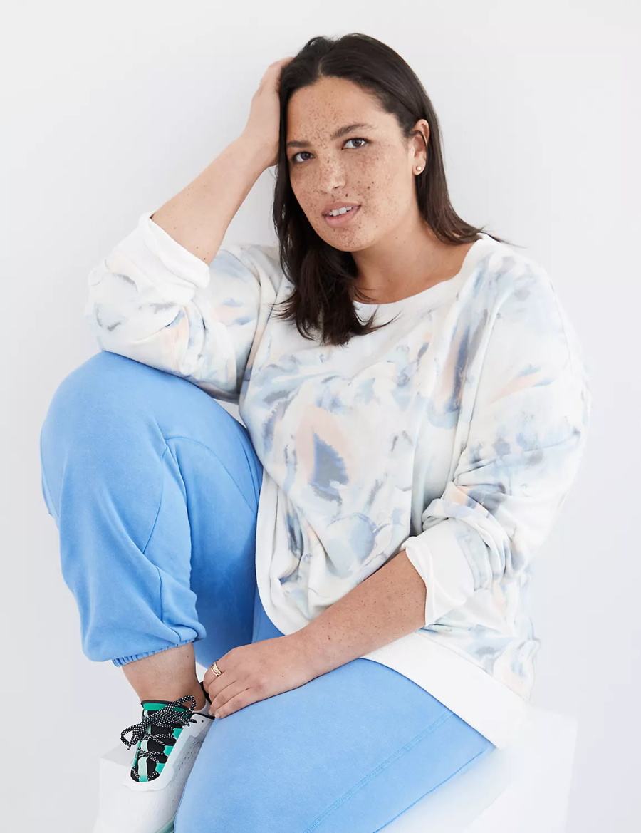 Women Lane Bryant LIVI Crew-Neck French Terry Sweatshirts Blue | QQP1982WJ