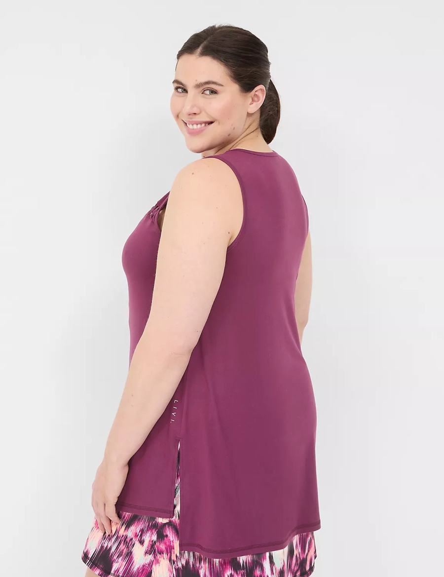 Women Lane Bryant LIVI Crew-Neck Macrame Tank Top Dark Purple | XMU5536OR