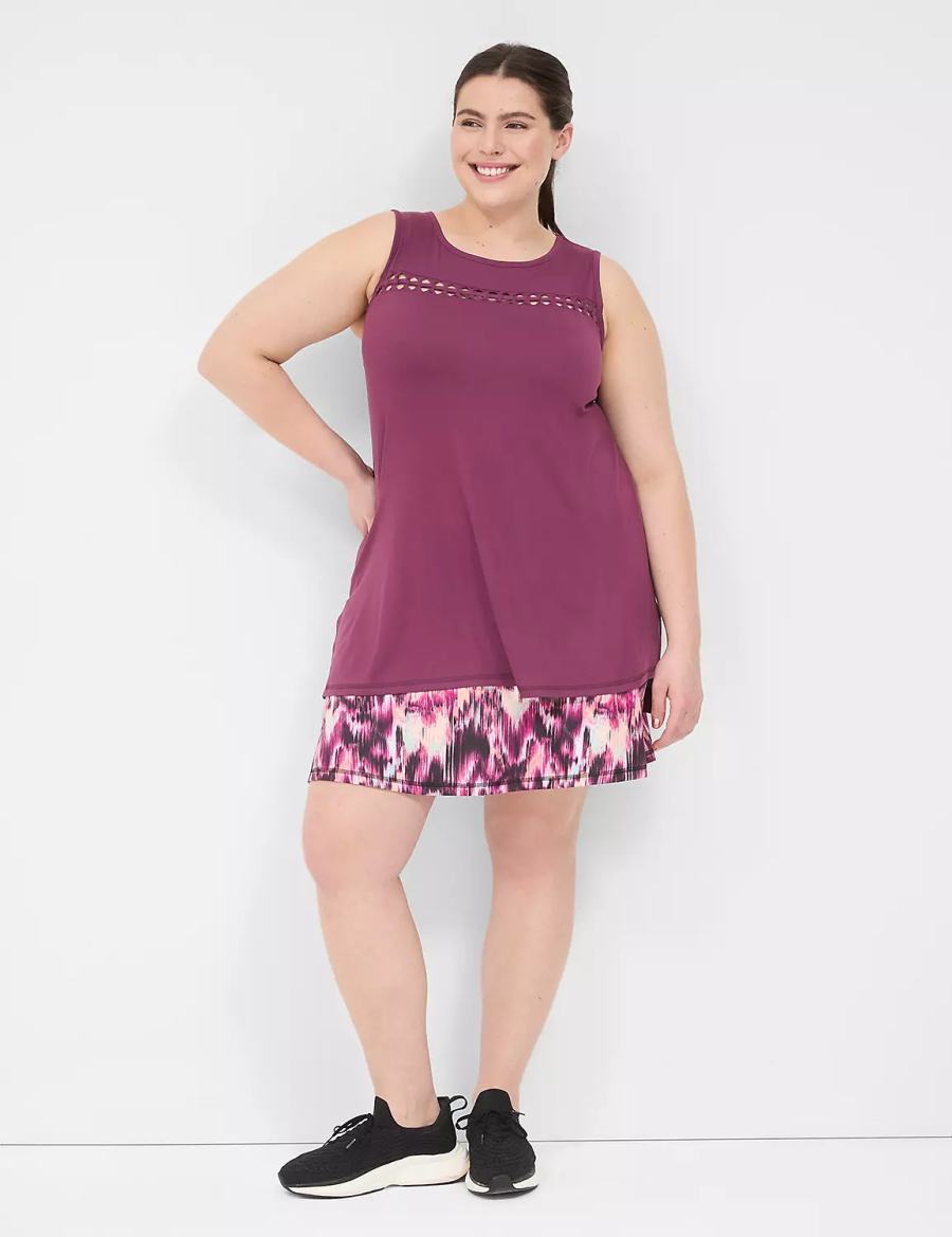 Women Lane Bryant LIVI Crew-Neck Macrame Tank Top Dark Purple | XMU5536OR
