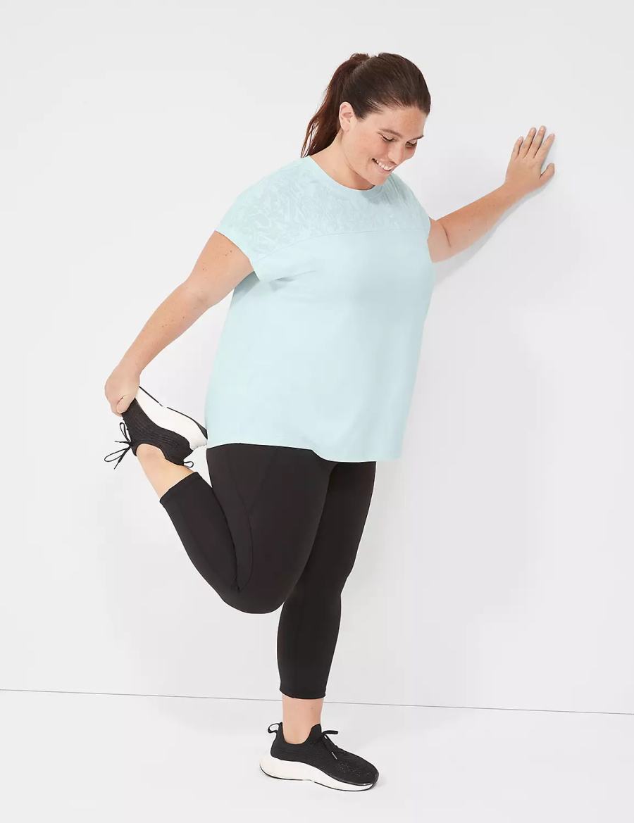 Women Lane Bryant LIVI Crew-Neck Mesh & Recycled LIVI Soft Tee T Shirts Light Green | RFU311LR