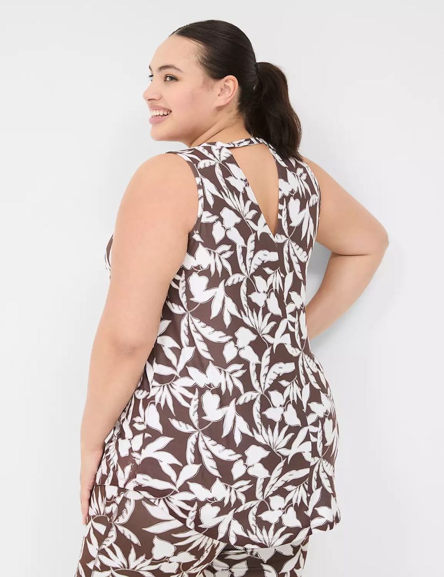 Women Lane Bryant LIVI Crew-Neck V-Back Recycled LIVI Soft Tank Top Brown | EAO4043ZP