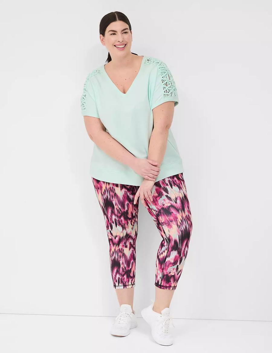 Women Lane Bryant LIVI French Terry Macrame Sweatshirts Green | LBA1732KD