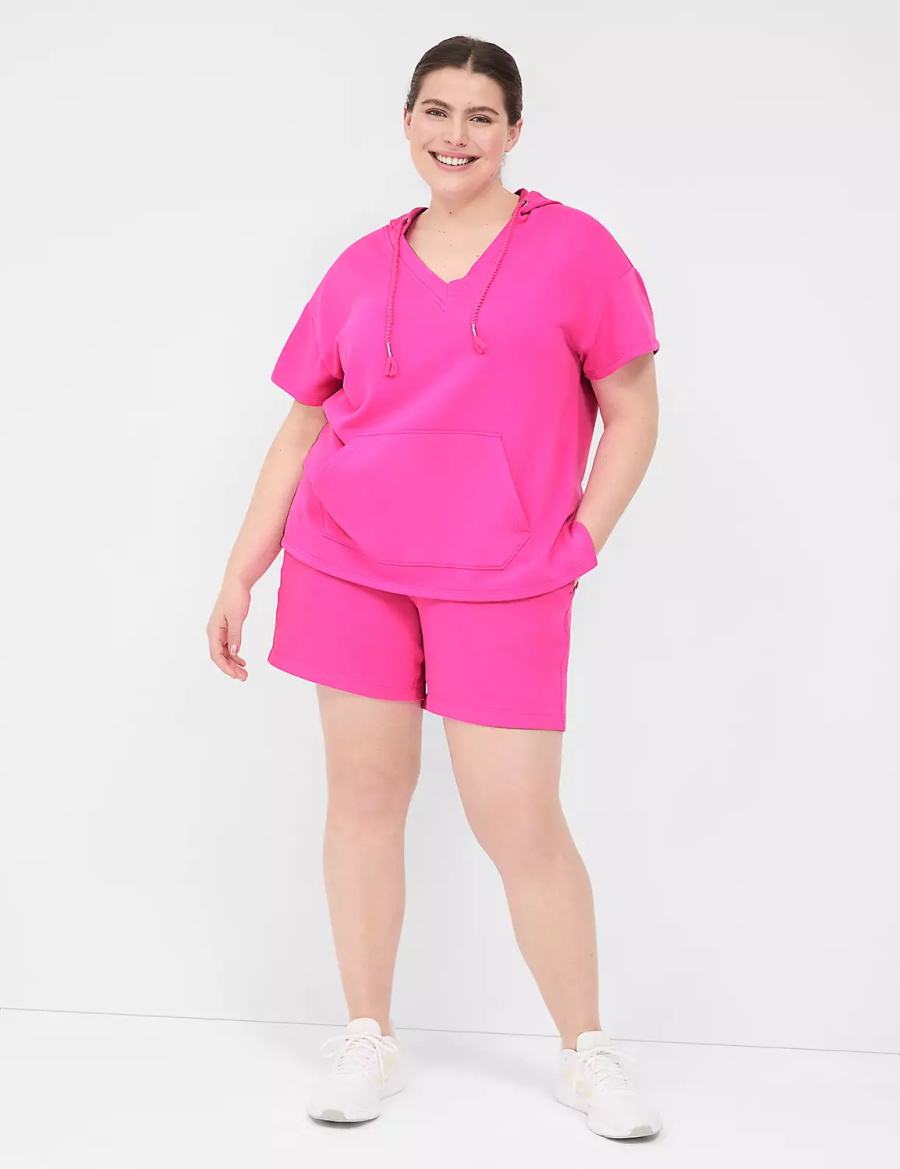 Women Lane Bryant LIVI French Terry Shorts Pink | CHO274XD