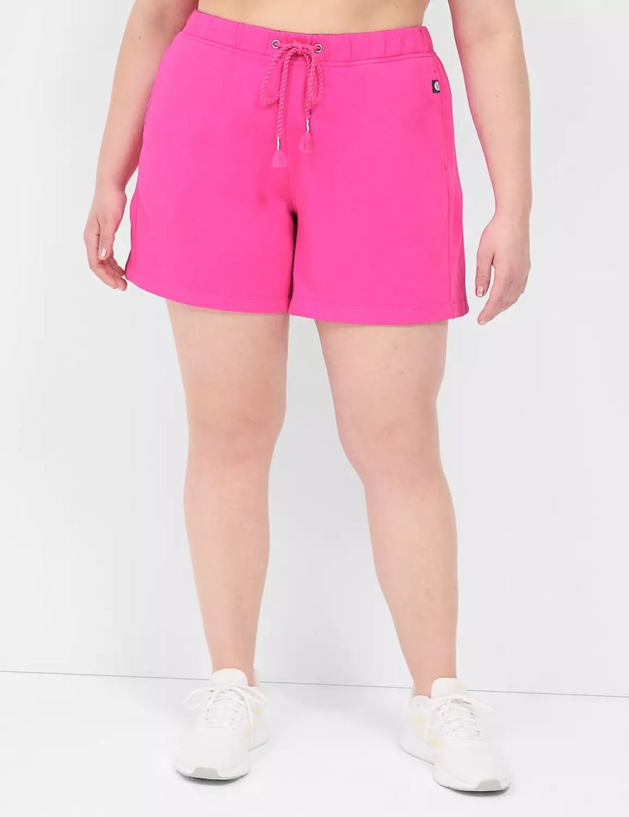 Women Lane Bryant LIVI French Terry Shorts Pink | CHO274XD
