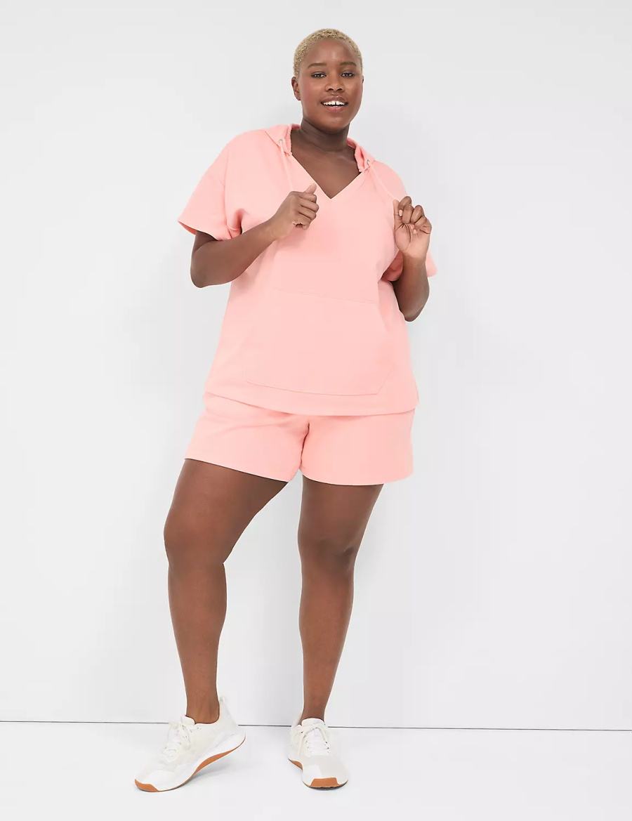 Women Lane Bryant LIVI French Terry Shorts Pink | IMI6673RB